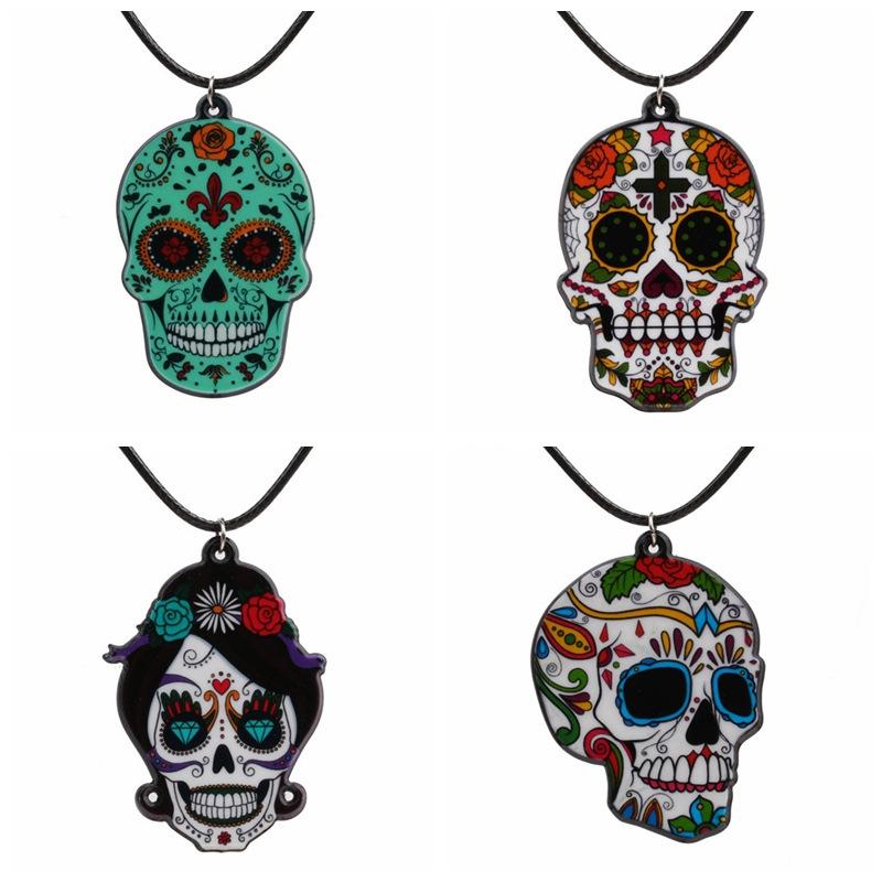 

New Fashion Vintage Skeleton Pendant Necklace Women Golgo Head Chain Necklace Party Halloween Gifts Accessories MW-0022