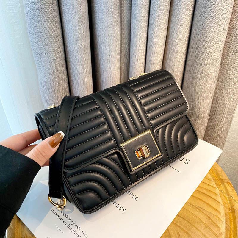 

Small Chain PU Leather Crossbody Bags for Women 2021 Women's Designer Handbags Ladies Luxury Shoulder Bags Lock Hand Bag, Black