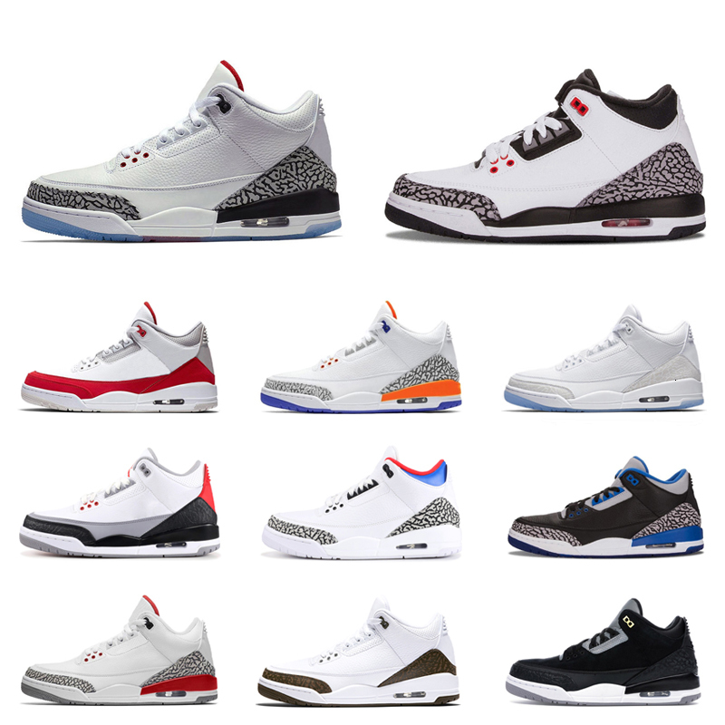 

HOT Fire Red Men Outdoor Shoes 3 3s Black Cat Cement Pure White Wolf Grey Free Throw Line Katrina Mens Trainers Sports Sneakers, Shipping