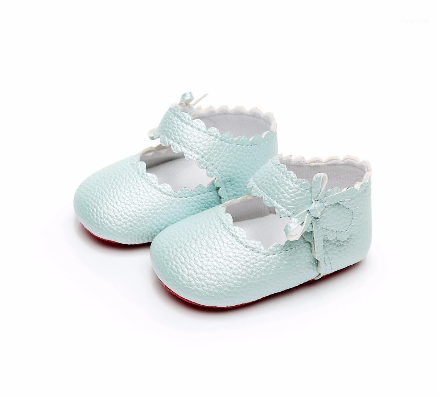 

Baby Toddler Shoes Newborn Girls Boys Soft Sole PU Leather Wave Bowknot Shoes Spring Autumn First Walkers -18M Bebek Ayakkabi1, Mint green