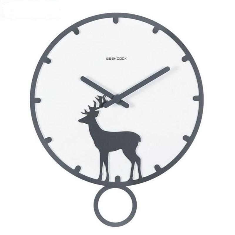 

14 inch Large Wooden Wall Clock with Pendulum Silent Non Ticking Quartz Wall Watch Batter Operated for Living Room