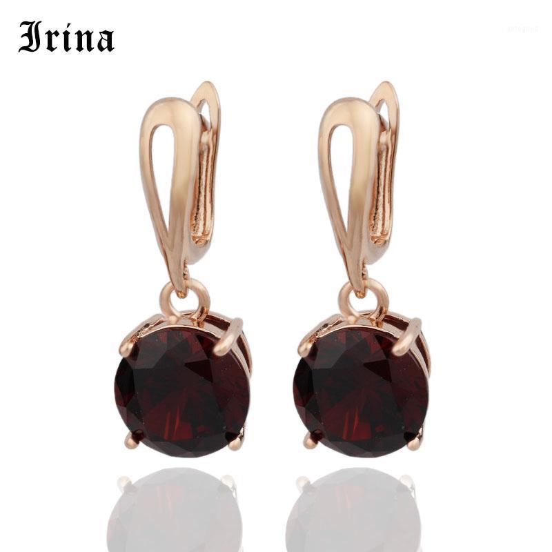 

Dangle & Chandelier Irina Promotion Round 7Colour Earrings Women Fashion Noble Wedding Jewelry 585 Rose Gold Natural Zircon Earrings1
