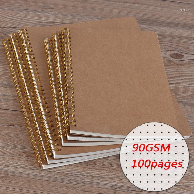 

A5 Dotted Journal Kraft Paper Notebook Grid Blank Writing Pads Travel Note Notebook for School Custom Logo C15 D51