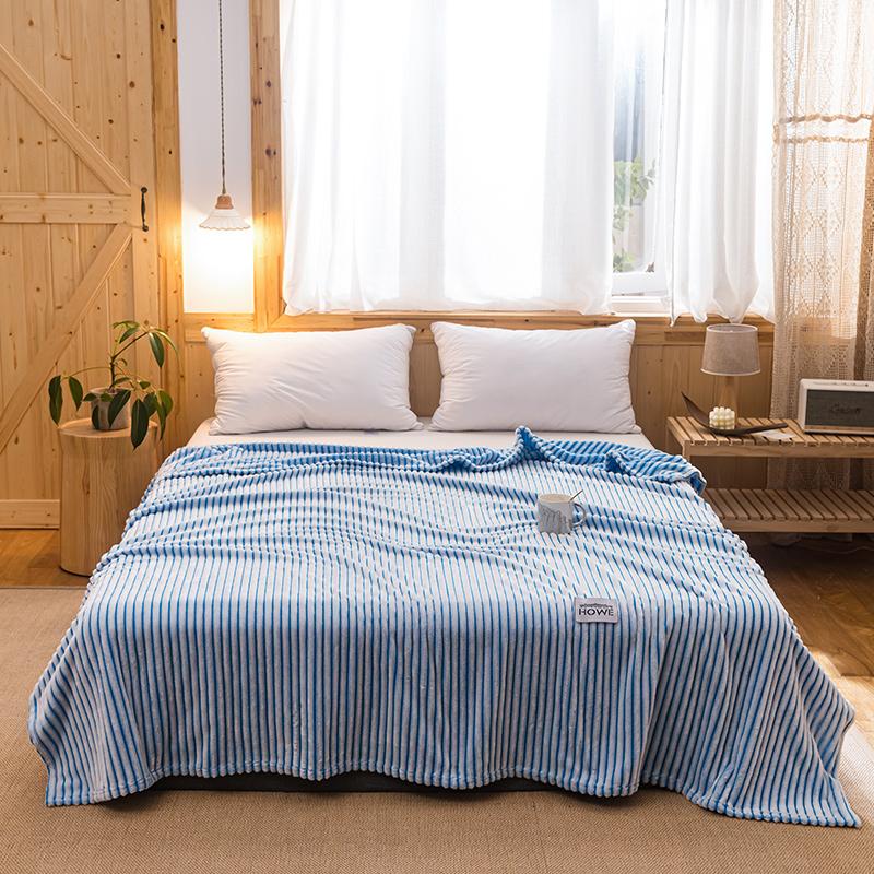 

Soft Warm Coral Fleece Blanket Winter Sheet Bedspread Striped Throw 220Gsm 3 Size Light Thin Mechanical Wash Flannel Blankets