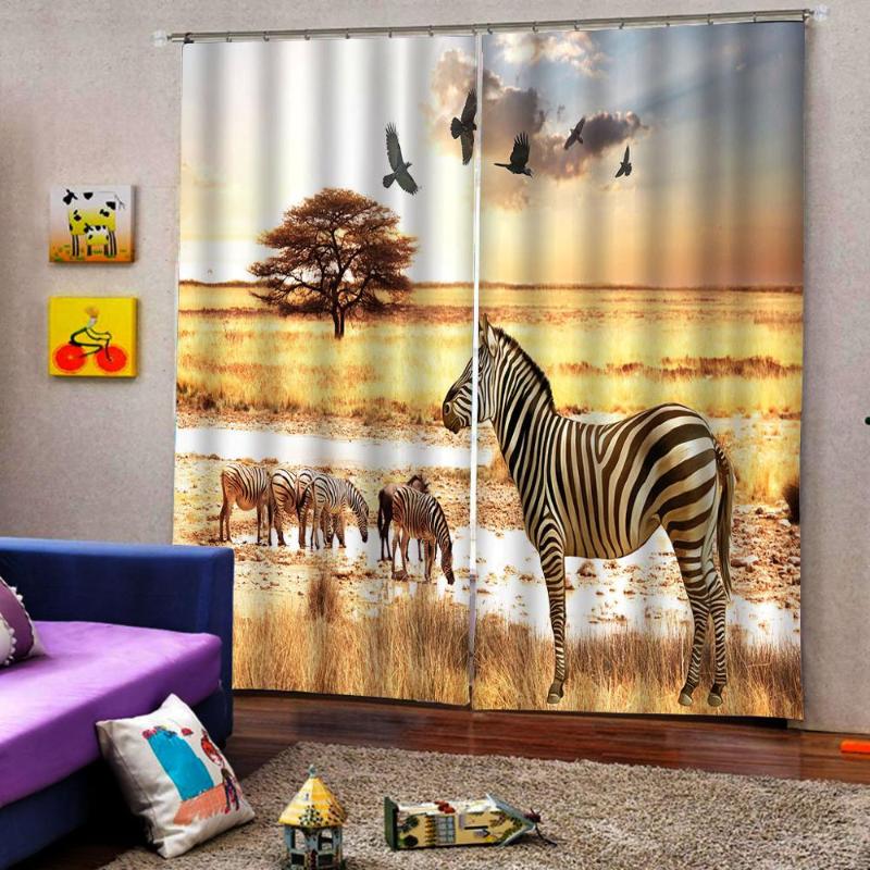 

Custom any size African Steppe Zebra Eagle Curtain 3D Digital print For Living room bedroom Blackout Window Drapes Indoor Decor, As pic