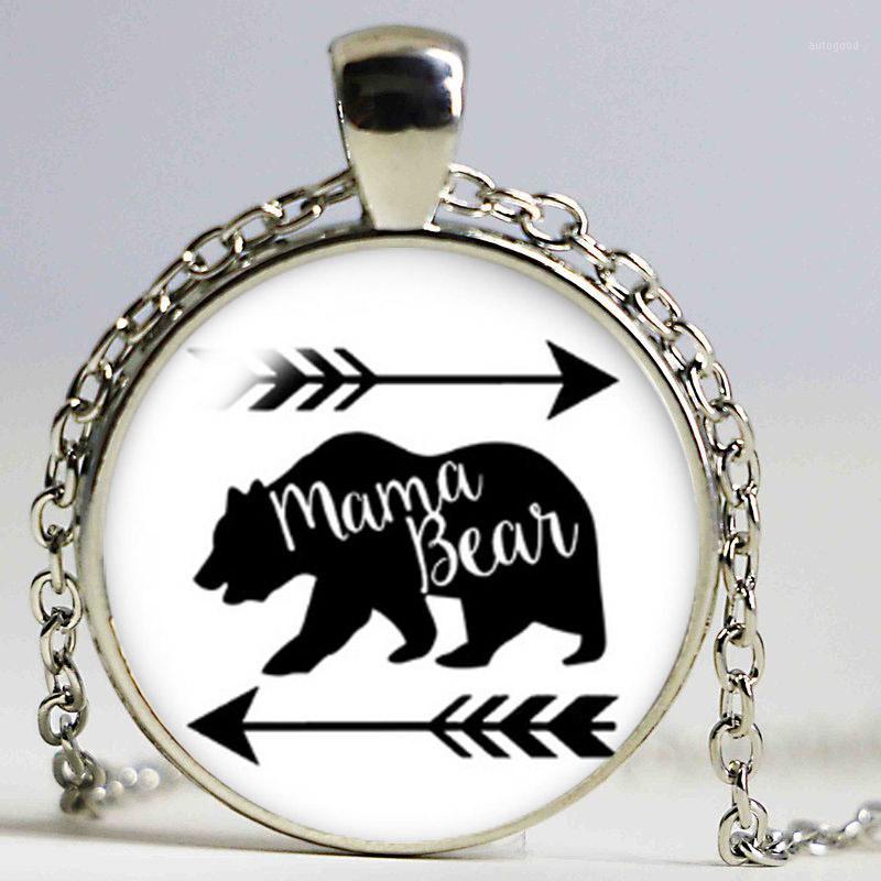 

Pendant Necklaces Love Mama Bear Po SilverBronze Necklace 25mm Glass Cabochon Woman Girls Jewelry Birthday1