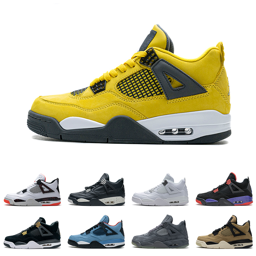 

Mens Sail LS 4 Basketball Shoes 4s Silt Red Cement White Green Citron What The Black Cat Metallic Fear Pack Purple LA Bred Laser Grey Oreo Sneakers, Shown