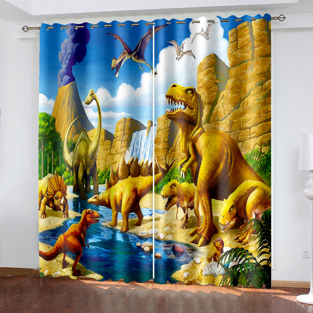 

Modern Home Decoration Blackout 3D Curtain stereoscopic lifelike animal curtains forest park personality curtains, Green