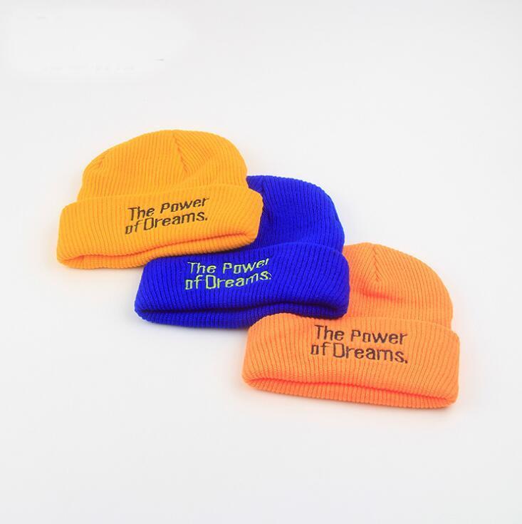 

2020 Hot Sale Embroidery Dream of Power Hat Winter Men And Women Cuff Hats Soft Solid Beanies Hip Hop Unisex Warm Knitted Caps1