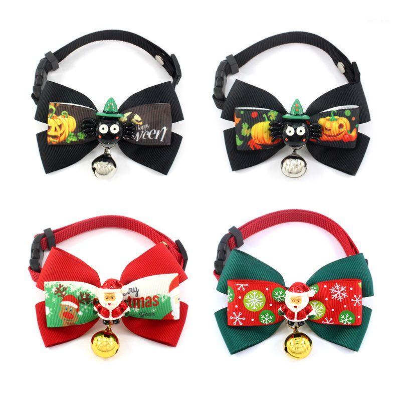 

Christmas Halloween Dog Breakaway Collar with Bow Tie and Bell Copper Bell Cat Neck Ornament Ribbon Bowknot Pet Supplies1