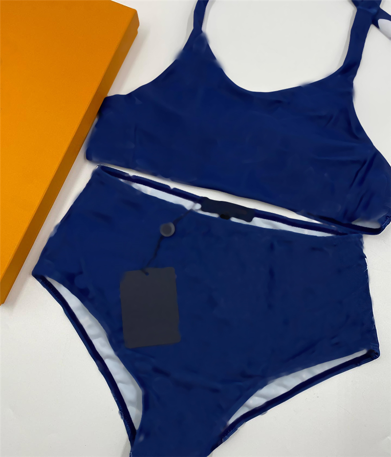 

Vintage Blossom Bikinis Classic Alphabet Printed Bathing Suits Sexy Laced Halter Split Swimsuits Women Fashion Swimwear