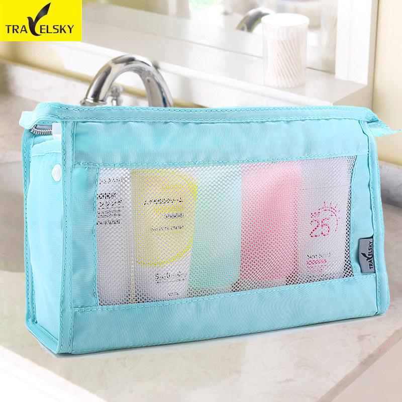 

Cosmetic Bag Travel Kits Women Waterproof Makeup Organizer Toiletry Bag Portable Pouch Handbags Make up, Black