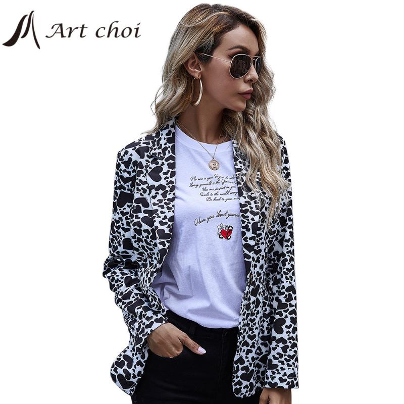

Women Casual Love Heart print Blazers Jackets Fashion Casual Work Office Lady Suit Slim Business Female Blazer Coat Talever, Black
