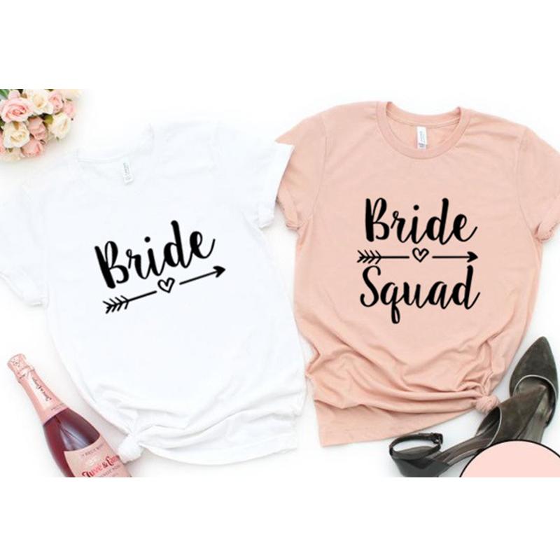 

Bachelorette Bride Party Shirt Bride Squad Arrow Heart T Shirts Feminine Slogan Grunge Tops Girl Tee Couple Top Dripshipping, Black