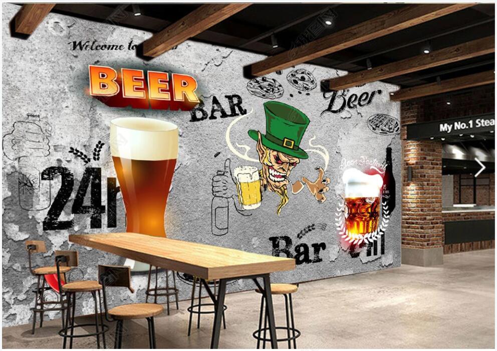 

3d wallpaer custom photo mural Retro nostalgic night beer dining living room 3d wall murals wallpaper for walls 3 d home decor, Non-woven wallpaper