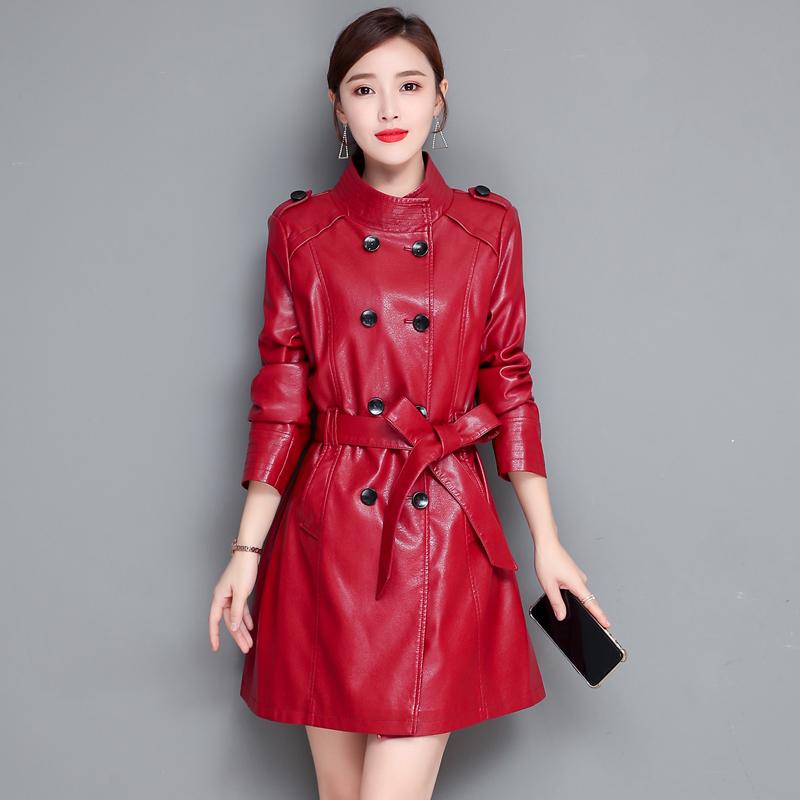 

New Large Size 3XL Leather Jacket Women Leather Coat Long Slim Women' Jackets 2020 Autumn Coats Female Jacket Woman, Black