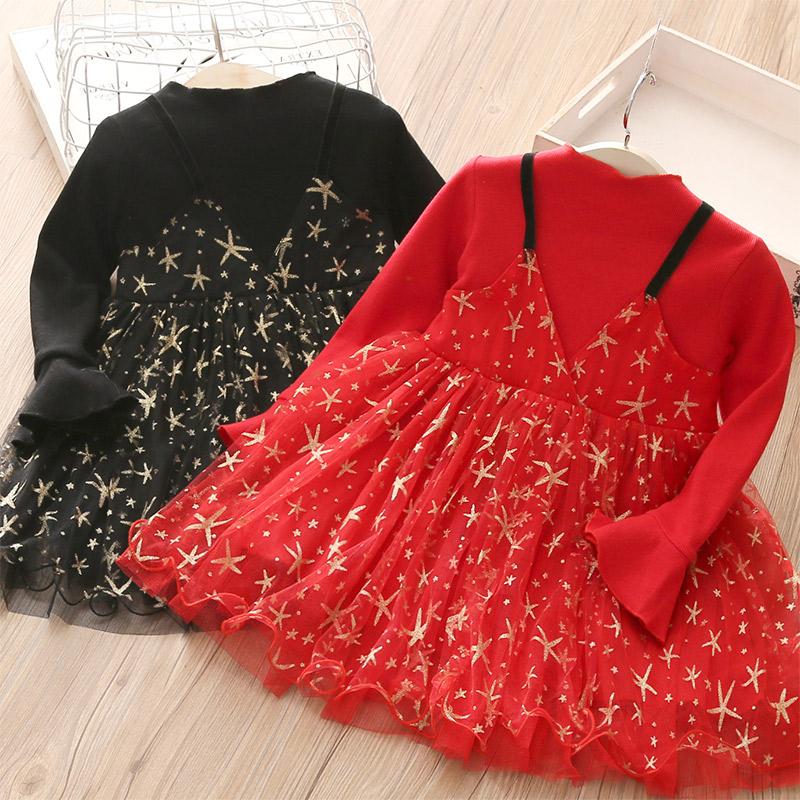 

Girl's Dresses 2022 Winter Warm 3 4 6 8 10 12 Years Children Year Party Lace Patchwork Red Black Thickening Dress For Kids Baby Girl, Red;yellow