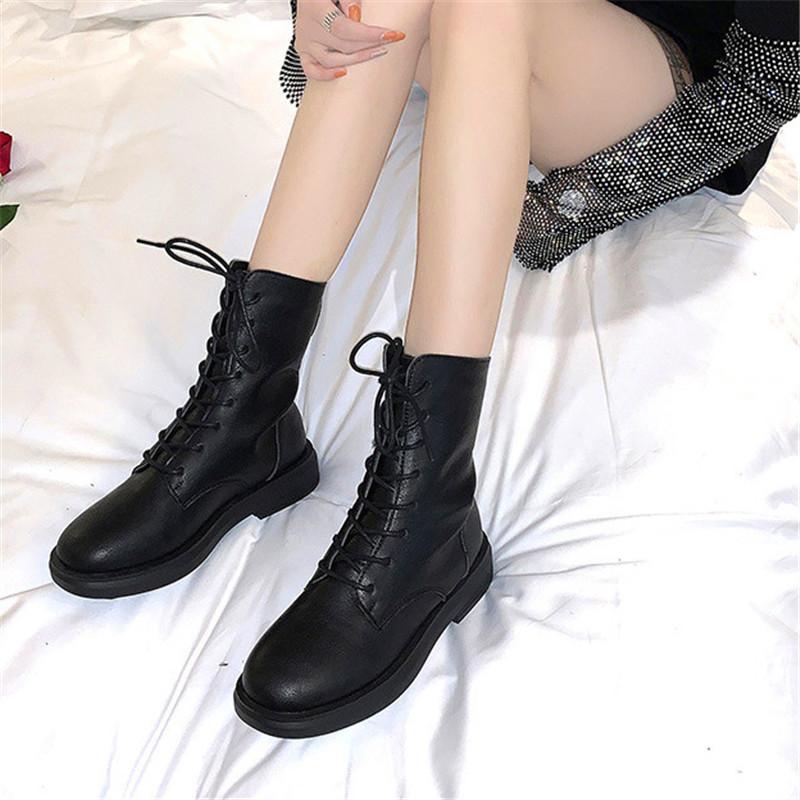 

Black women's boots 20 autumn and winter new plus velvet warm women's shoes in the barrel handsome motorcycle boots rear zipper, 01 shanli