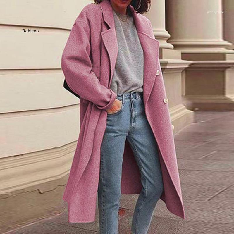 

Women Blends Woolens Overcoat Female Coat Autumn Winter The New Fashion Long Style Women Jacket Plus Size Women's Wool Camel Co1, Brown