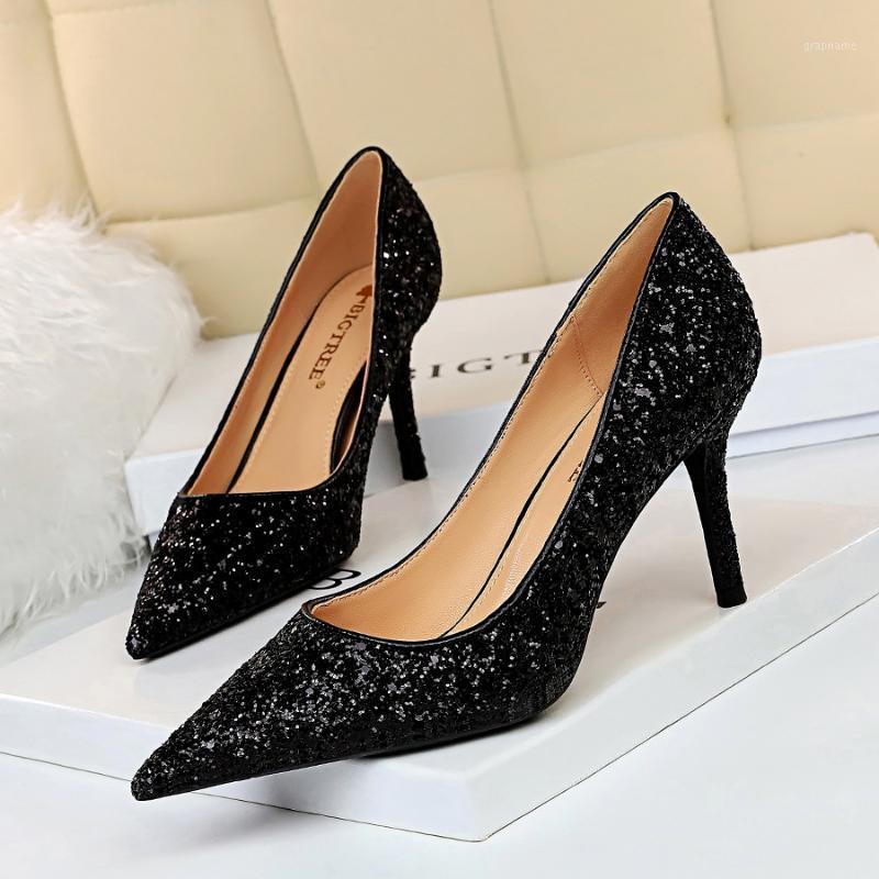 

2020 New Women Pumps Wedding Shoes Women Bride Sexy High Heels Shoes Pointed Toe Sequin Party Plus Size1, Blue