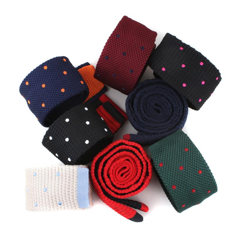 

Neck Ties 2021 6cm Knitted Necktie Men's Polka Dot Polyester Flat Knit Knitting Wedding Party Suits Tie