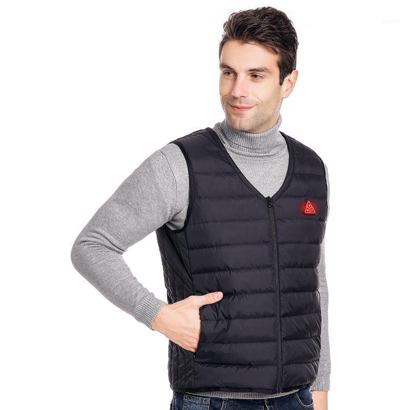 

PARATAGO Winter USB Electric Warm Heating Vest Smart Heated Jacket Men Women Couple V-neck 5 Pieces Heat Fishing Hunting P81851, Black