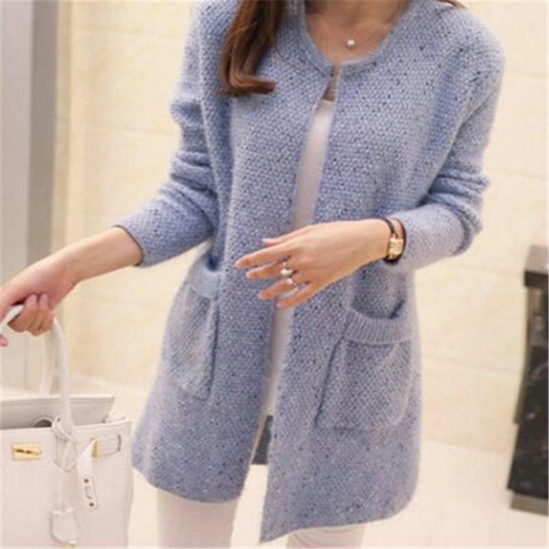 

Female Korean Fashion Long Sleeve Crochet Girl Knitted Jacket Tops Women Spring Autumn Long Cardigan Sweater Coat, Wine red