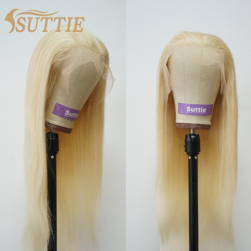 

Suttie Hair 13x4 Lace Frontal Human Hair Wigs Pre Plucked Glueless Brazilian Straight 4X4 Lace Closure Wig For Black Women, 1b613 4x4 wig