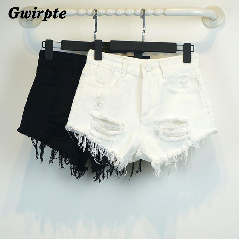 

Wholesale- Gwirpte sexy female newborn summer short feminino restore ancient ways of tall waist jean shorts loose cultivate one' morality1, Black