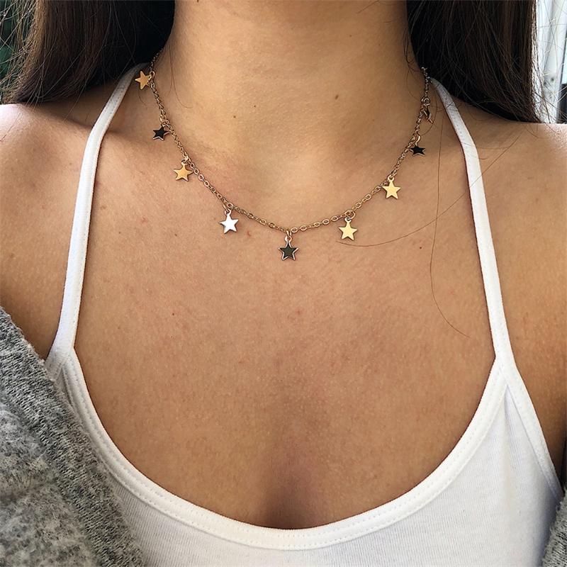 

KISSWIFE Fashion Women Jewelry Natural Alloy The Five-pointed Star Pendant Necklace Woman Choker Necklaces