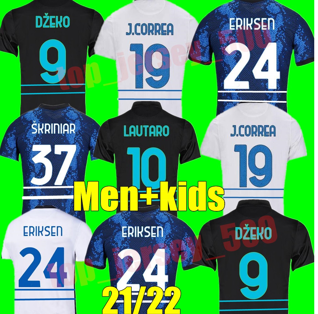 

21 22 soccer jersey home away 3rd DZEKO LAUTARO SENSI DUMFRIES VIDAL BARELLA ERIKSEN ALEXIS football shirt 2021 2022 uniforms adult Men kids kit set, Kids away+champion patch