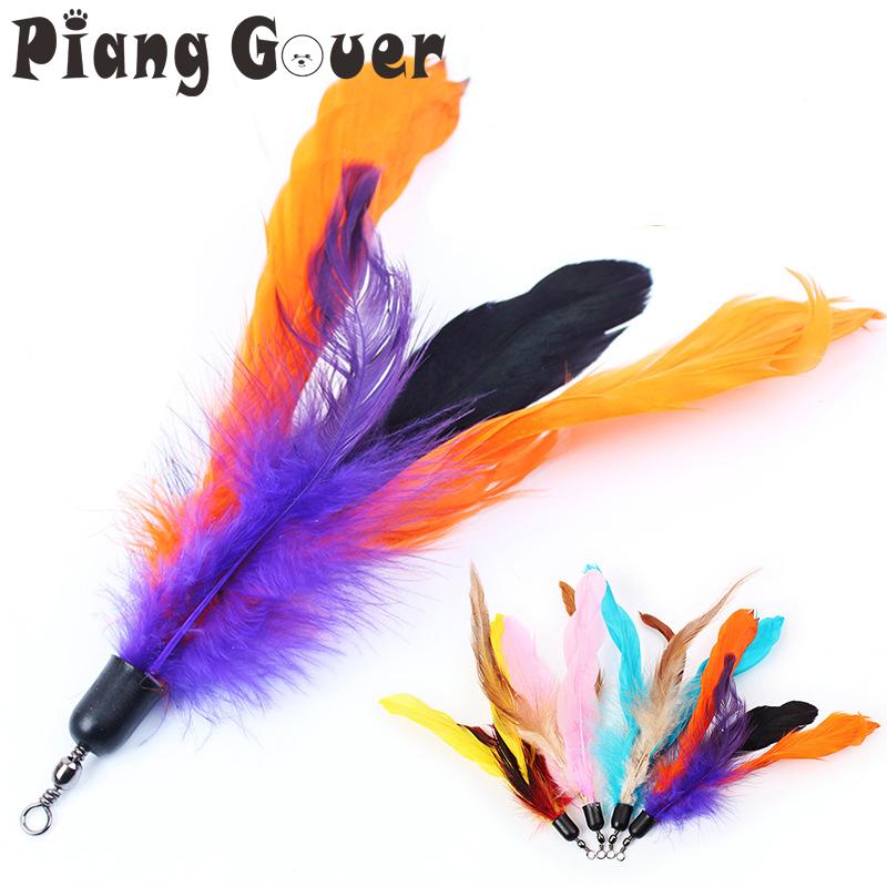 

10PCS/LOT Color Feather Cat Stick Replacement Playing Toys For Cats Kitten