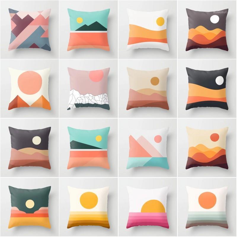 

XUNYU Creative Sun Mountain Printed Pillow Case Cushion Cover Bed Pillowcase 45x45cm YL0341