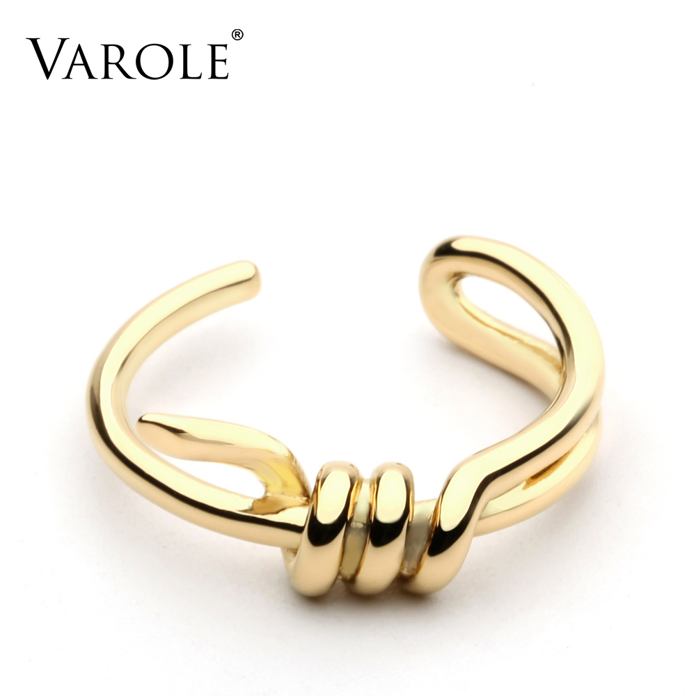 

VAROLE High Quality Knotted Ring Gold Color Wedding Rings for Women 100% Copper Anillos Mujer Anel Valentine's Day Gift