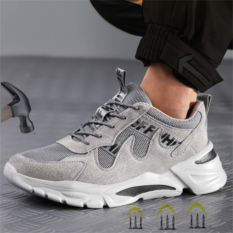

Lightweight Steel Toe Work Safety Shoes Men Women Indestructible Working Waterproof Sneakers Non-slip Industrial Boots Y200915, B02 beige