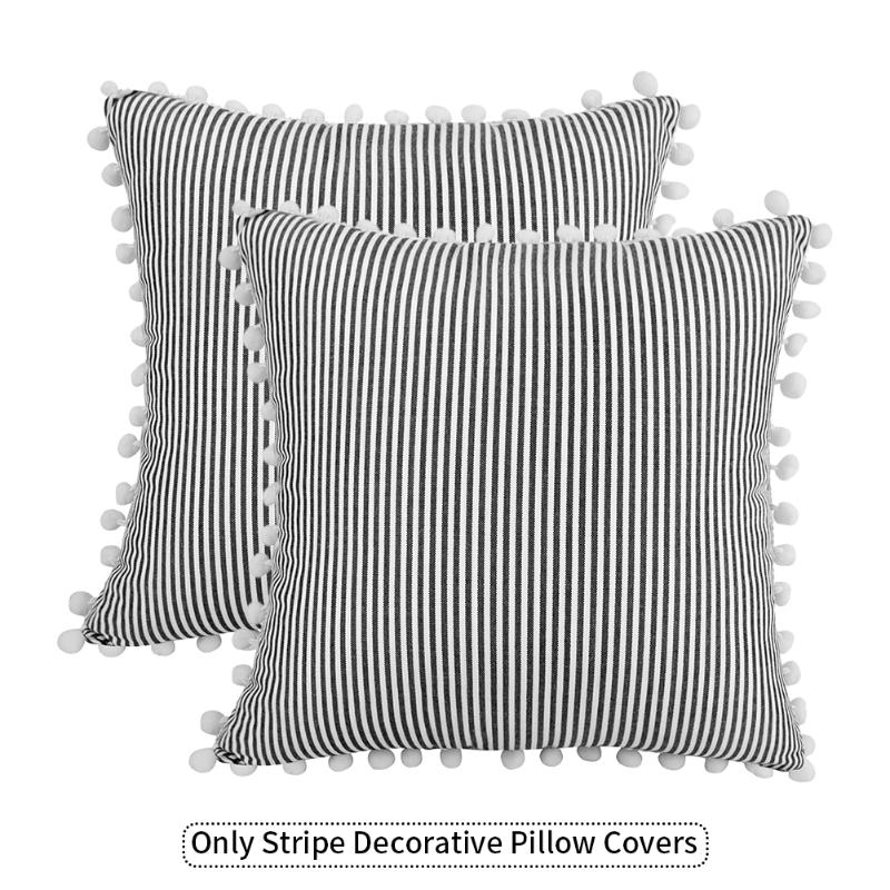 

2pcs 18x18inch Home Dustproof Comfortable Cushion Protector Modern Simple Office Stripe Decorative Pillow Covers Woven Bedroom Pillow Case, Black