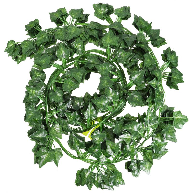 

12pcs Fake Foliage Vines Hanging Simulation Ivy Leaves Rattan for Home Office, Green