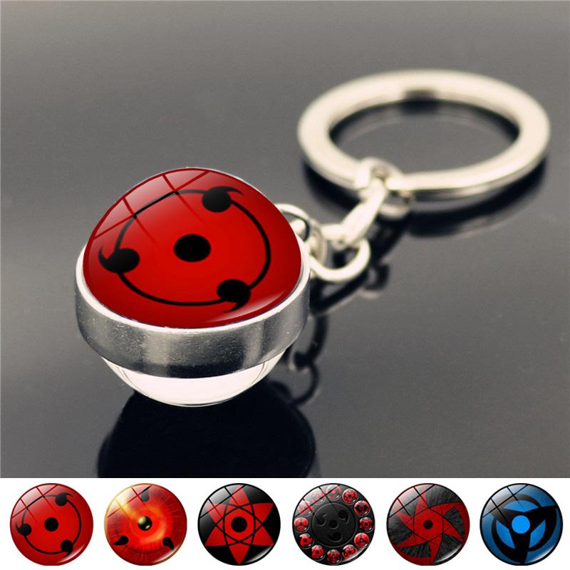 

Keychains Rinnegan Eyes Naruto Pendant Keychain Anime Cosplay Jewelry Fashion Double Side Glass Ball Key Chain Ring Holder Gifts For Kid
