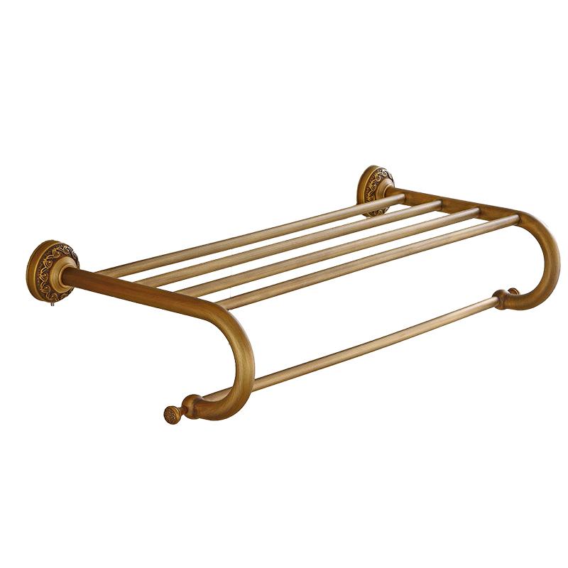 

MADICA 62*26cm 4 Rod Fixed Bath Towel Holder For Shower Room Towel Rack Metal Bronze Rack Hanger Vintage Brass Toallero, Brown