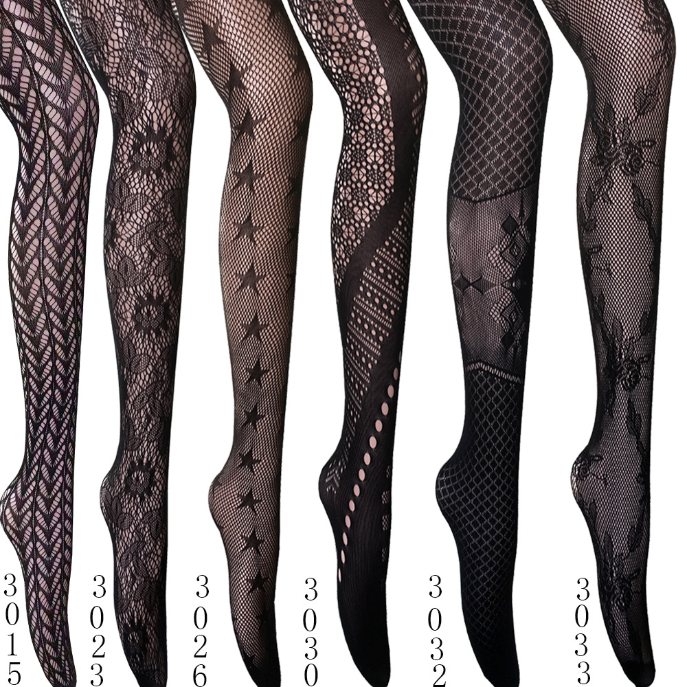 Retro Tattooed Lace Mesh Sexy Socks for Women Fashion Ladies Small Mesh Socks Female High Waist One Piece Panty Socks-image-624806747