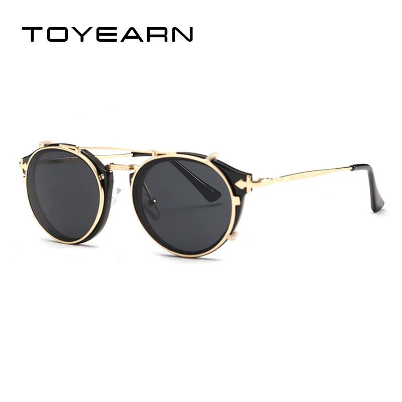 

New Designer Cat Eye Sunglasses Women Vintage Steampunk Mirror Shades Rivet Flip Up Sun Glasses For Women UV400