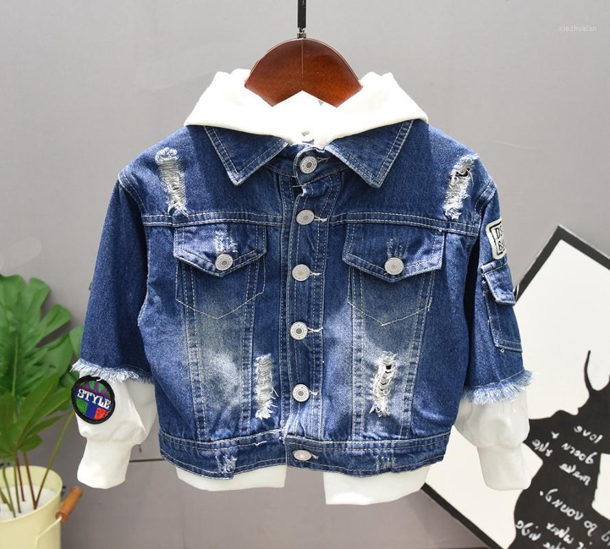 

Boy girls Denim Jackets kids jeans coat Children splice Outerwear clothing Spring Autumn boy hooded sport Clothes For 2-7T kids1, Blue