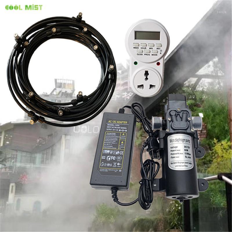 

Timer control 8M-18M watering kits 12V DC pump mist water sprayer fine fog nebulizer slip lock nozzle 1/4'' PE hose sprayer M0381