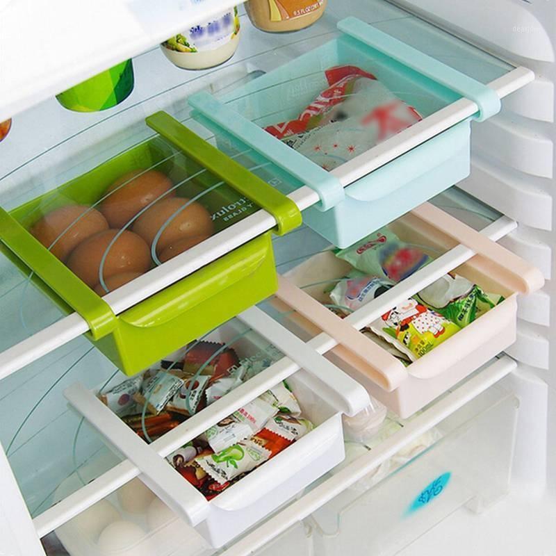 

New 4 Colors Kitchen Fridge Freezer Space Saver Organizer Storage Rack Shelf Holder Drawer1