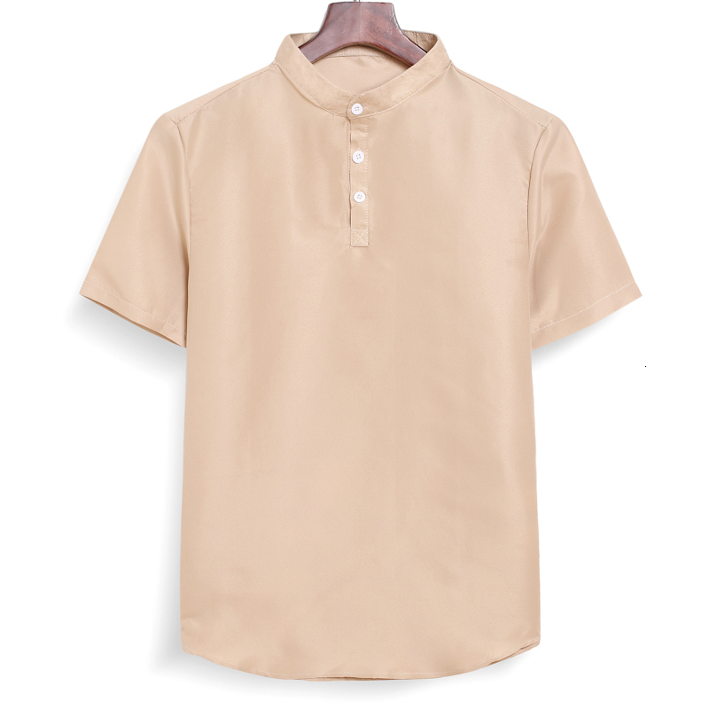 

2021 New Brand Male Summer Short-sleeved Shirt Half-sleeved Stand Collar Retro Casual Clothes Style Street Clothing Dji4, Xh-mise