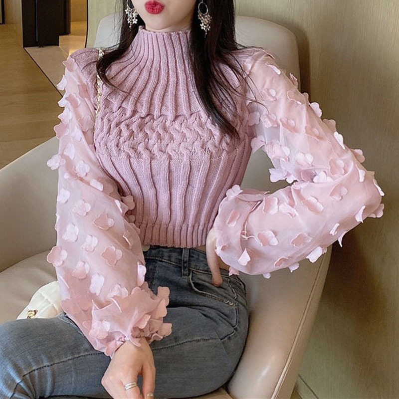 

2021 New Spring Summer for Elegant Women Sleeves Elastic Women's Knitted Shirts Sweater Ladies Fine Blouse 29UM, Beige