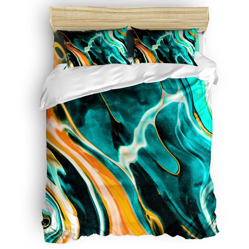 

Marble Texture Fluid Oil Painting Duvet Cover Set Warm and Comfortable Bed Sheet Bedroom Comforter Set 2/3/4pcs Bedding, As pic