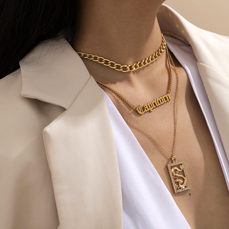 

TIMEONLY Punk Multilayered Chunky Cuban Chain Necklaces for Women Gold Color Link Snake Chain Chokers Necklace Hip Hop Jewelry