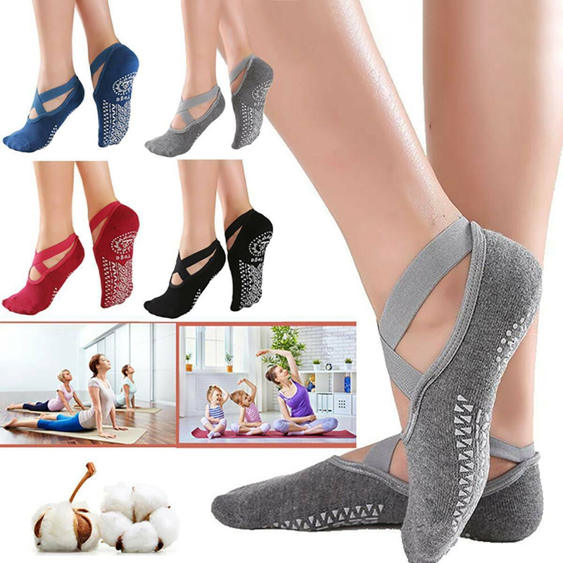 

Women's Anti-Slip Fitness Dance Pilates Socks Professional Indoor Yoga Five Toe Backless Exercise Ballet Lady Training Accessory CCA12633, As picture