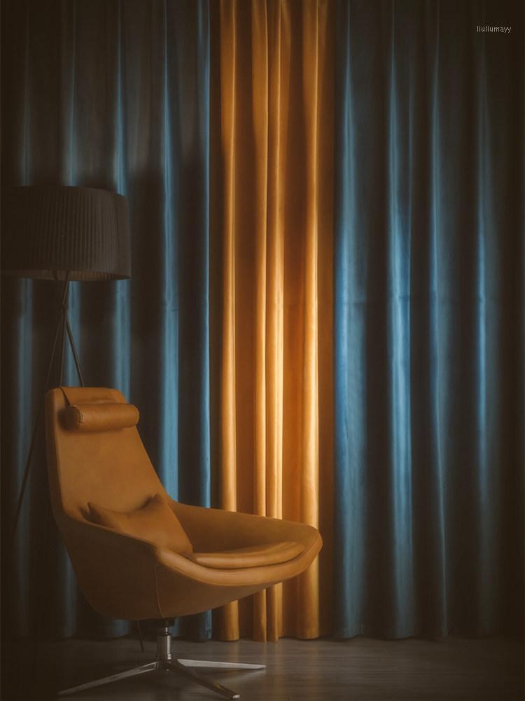 

Cloth Hooks Fabric Curtain Wire Material Drapes Living Room Curtains Bedroom Luxury Cortinas Dormitorio Blackout Curtains EA60CL1, Blue